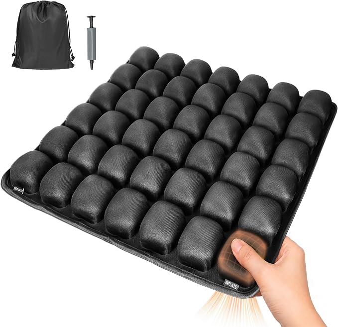 JQinHome Inflatable Seat Cushion with 42 Airbags, Press-Type Airplane Cushion for Long Flights, Portable Sondur Travel Cushion, Ergonomic Travel Seat Cushion for Airplane, Car, Office & Wheelchair by JQinHome