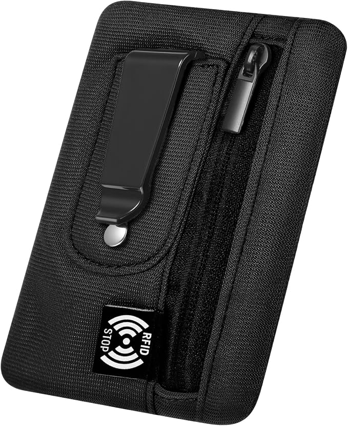 Money Clip, RFID Belt Wallet Travel Wallet Blocking Clip Pocket for Cards Pickpocket Hidden Clips Stash Credit Card Holder Compact Thin Anti-Theft for Traveling(Black) by Unknown