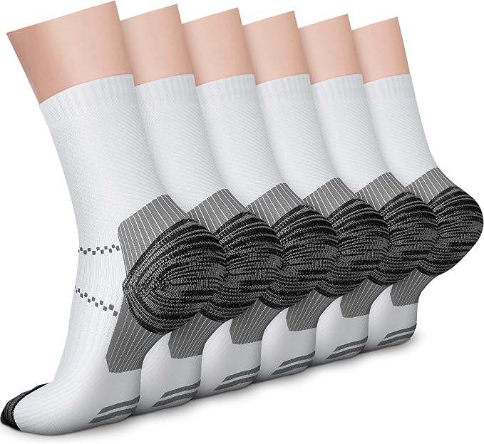 CHARMKING 6 Pairs Crew Compression Socks for Women & Men Circulation 15-20 mmHg is Best for All Day Wear Running Nurse by CHARMKING