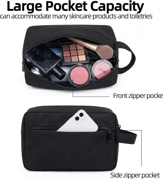 DSYSC Travel Toiletry Bag for Women & Men, Small Makeup Bag | Water-Resistant Cosmetic Bag, Cosmetic Pouch, Traveling Dopp Kit, Travel Essentials Accessories, Red - Image 2