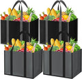 WISELIFE Reusable Grocery Bags with Handles, 35L, 4 Pack, Gray & Black | Large Shopping Bags with Reinforced Stitching, Water-Resistant Grocery Totes for Kitchen, Market, Car Trunk, Picnic by WiseLife
