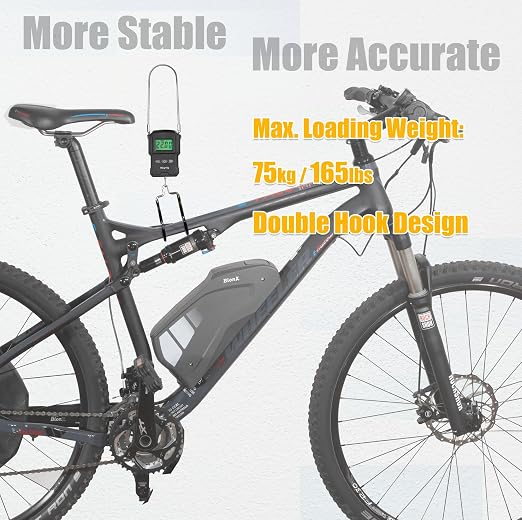 CyclingDeal Backlit LCD Display Digital Bike Scale - Electronic Balance with Double Hanging Hook Measures in kg, lbs, jin, oz - More Stable & Accurate - Max. Load Capacity 165lbs with Measuring Tape - Image 2
