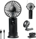 Portable Handheld Fan 5000mAh, Rechargeable Mini Fan with LED Display, 180° Foldable Small Desk Fan, 4 Speeds Quiet Personal Fan for Travel Makeup Office Outdoor - Black by YIYEDWQ