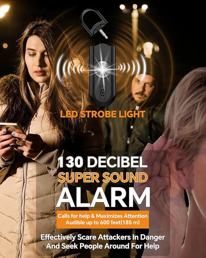 Safe Sound Personal Alarm, 2 Pack 130 dB Loud Siren Song Emergency Security Alarm Keychain with Strobe LED Light, Personal Sound Safety Siren for Women, Men, Children, Elderly - Image 2