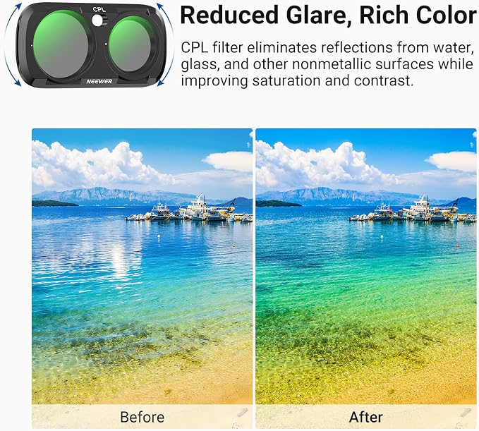 NEEWER CPL + ND Filter Set Compatible with Insta360 Luna Ultra Only, Circular Polarizer Neutral Density (ND16 + ND64 + ND256) Action Camera Polarizing Lens Filter Photography Accessories Kit, FL-L04 - Image 4