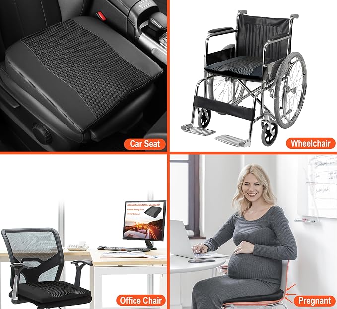 Lofty Aim Car Seat Cushion, Memory Foam Car Seat Cushions for Long Driving | Comfy Car Seat Pillow for Pain Relief, Driver Seat Cushion Adds Height, Butt Cushion for Car, Office Chair, 4D Mesh Black - Image 6