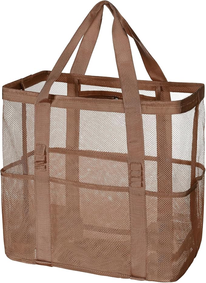 Tavaleu Mesh Beach Bag, Large Capacity Beach Tote, Multi Pockets, Sandproof | Mesh Material, Multiple Storage Pockets, Lightweight & Foldable Design, For Beach & Pool Use, Easy to Clean & Quick Dry by Tavaleu
