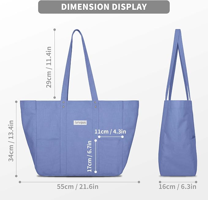HOMESPON Large Canvas Tote Bag, Magnetic Work Laptop Pack for Women | Everything Bag, Multi Pockets, Internal Laptop Sleeve - Image 3