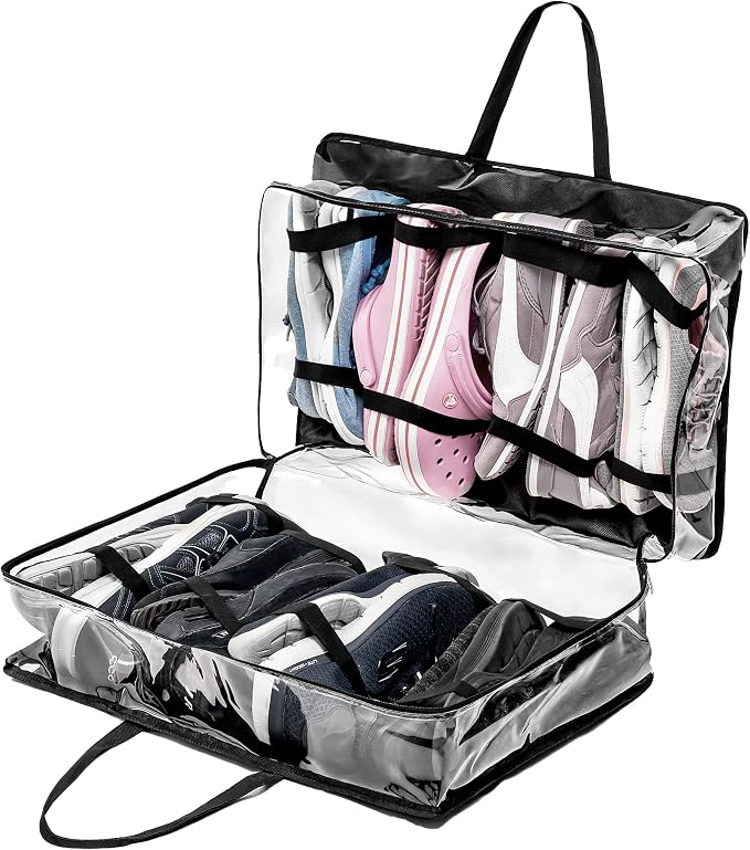 Shoe Travel Bag for 8 Pairs of Shoes - Travel Shoe Organizer - Portable Luggage Multiple Shoes Carrier Sneaker Bag - Shoe Storage Case by Olanmark