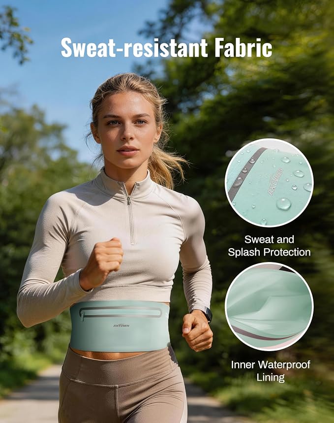 Running Belt for Women & Men-Ultra Light Slim Running Belts | Water-Resistant Phone Holder, 7 Pockets, Adjustable Waist Strap & Reflective Safety for Running, Hiking & Fitness - Image 4