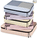 5 Pcs Packing Cubes for Suitcase Large Travel Cubes Carry on Luggage Organizer Bags for Clothes Accessories(Mixed,Plaid) by Bulyoou