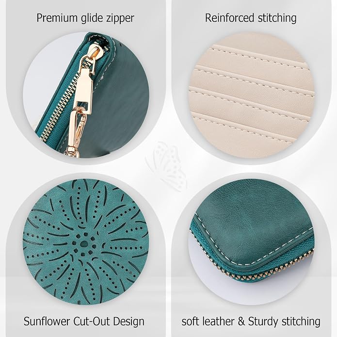 RFID Wallet Women Large Capacity Sunflower Wristlet Wallets for Women Clutch Ladies Cell Phone Purse - Image 6
