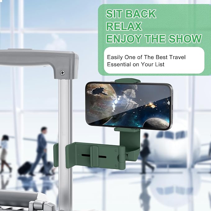 Perilogics Airplane Phone Holder Mount Universal in Flight Hands Free Viewing with Multi-Directional Dual 360 Degree Rotation (Evergreen) - Image 5