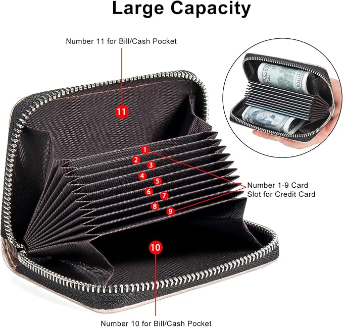 Credit Card Wallet, RFID Card Case Wallet, Zipper Card Cases Holder for Men Women, RFID Blocking, KeyChain Wallet, Compact Size Card Organizer Case for Women - Image 7