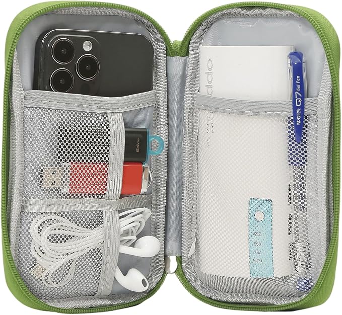 CAAORDKSO Electronics Organizer Travel Case, Travel Cable Organizer Bag Pouch Electronic Accessories Carry Case Waterproof Electronic Bag for Cable, Cord, Charger, Power Bank, Earphone (Green) - Image 2