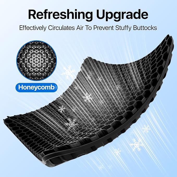 Gel Seat Cushion, Cooling Honeycomb Design for Office Chair Car Wheelchair | Cool & Breathable, Soft & Comfortable - Image 5