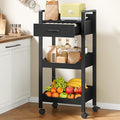Hoctieon 3-Tier Rolling Storage Cart with Drawer, Rolling Utility Cart Organizer, Mobile Shelving Unit with Wheels, Metal Frame, Kitchen Utility Cart for Small Space, Office, Bathroom, Black by Hoctieon