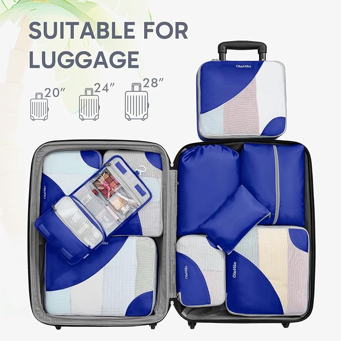 ALL INCLUDED 10 Set Durable Packing Cubes for Suitcases,OlarHike Essentials for Travel, UPGRADED Anti-Tear Stitching, NEW Improved Luggage Packing Organizers for Travel Accessories (Klein Blue) - Image 7