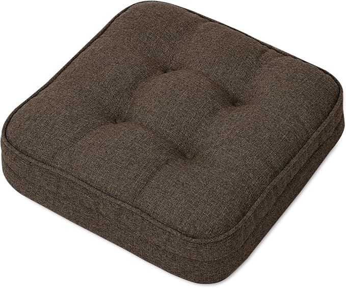 GOFORIT Chair Cushions,Tufted Shredded Memory Foam Chair Pads, Non-Slip Seat Cushions with Removable Cover,16'' x 16'', Brown by Unknown