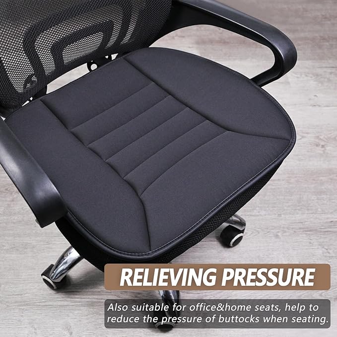 Car Seat Cushion Pad 1.2" Thick Comfort Seat Protector for Car Driver Seat Office Chair Home Use Memory Foam Seat Cushion with Non Slip Bottom, 20'' x 18.5'', Dark Gray - Image 6
