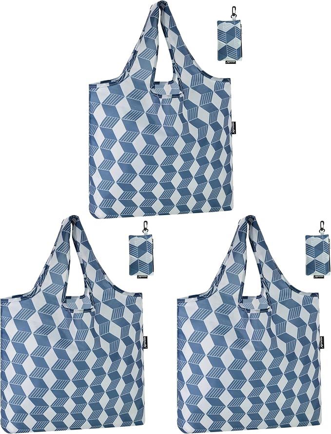 HOLYLUCK Reusable Grocery Bags,Heavy Duty Foldable Shopping Tote Bag (Standard, Navy arrow) by holyluck