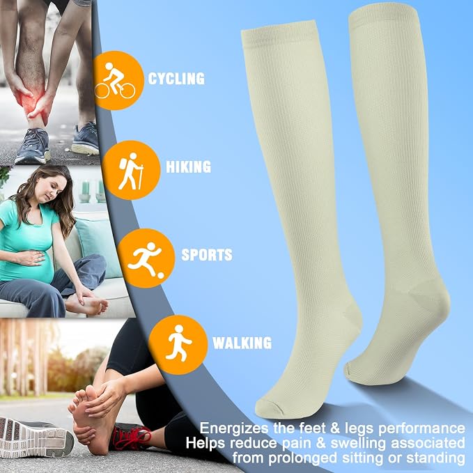 cerpite Compression Socks for Women & Men 6 Pairs Knee High Compression Socks 20-30 mmhg Best for Running,Nurse,Travel - Image 5