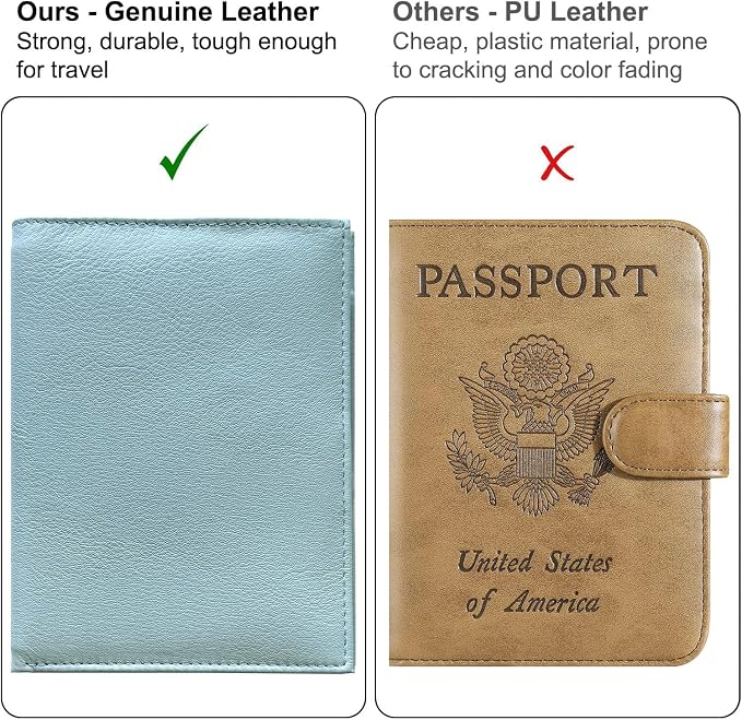 Chambray RFID Genuine Leather Passport Wallet - Image 5
