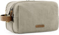 BAGSMART Toiletry Bag for Men, Canvas Travel Toiletry Organizer Dopp Kit Water-resistant Shaving Bag for Toiletries Accessories,Beige-Medium by BAGSMART