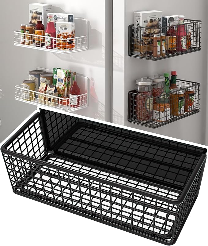 Magnetic Shelf Fridge Basket Bin for Whiteboard Washer Dryer Locker Cabinet | No Drilling Or Tools Needed, Reusable Magnet Organizer Classroom Office Home Kitchen Laundry Storage Rack Container Holder by Buyyyit