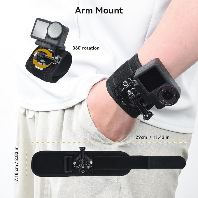 4 in 1 Action Camera Accessories for GoPro Hero 13/12/11/10/9/8/7/6 | Chest Mount Harness+Backpack Clip+360° Rotating Head Strap+Wrist Strap for DJI Osmo Action/Pocket 4/3/Insta360 X5/X4, TW06 - Image 5