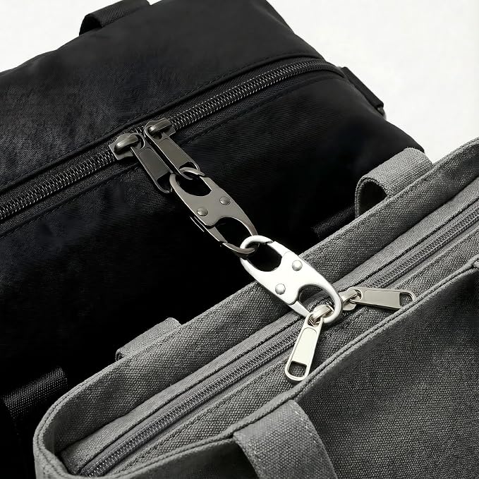 6 Pcs Anti Theft Zipper Clips, Elegant Zinc Alloy Small Carabiner Clip for Backpacks Purse Luggage, Double Opening Zipper Lock for Travel, Space Gray & Silver - Image 4