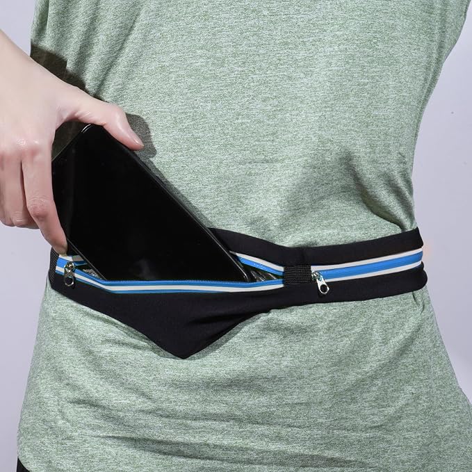 2 Pack Running Belt Fanny Packs for women and men,Belt Bag for Hiking Cycling Workout,Reflective Fanny Packs for Men Runners Belt Compatible with iPhone13,12 pro,Travelling Money Phone Holder - Image 5