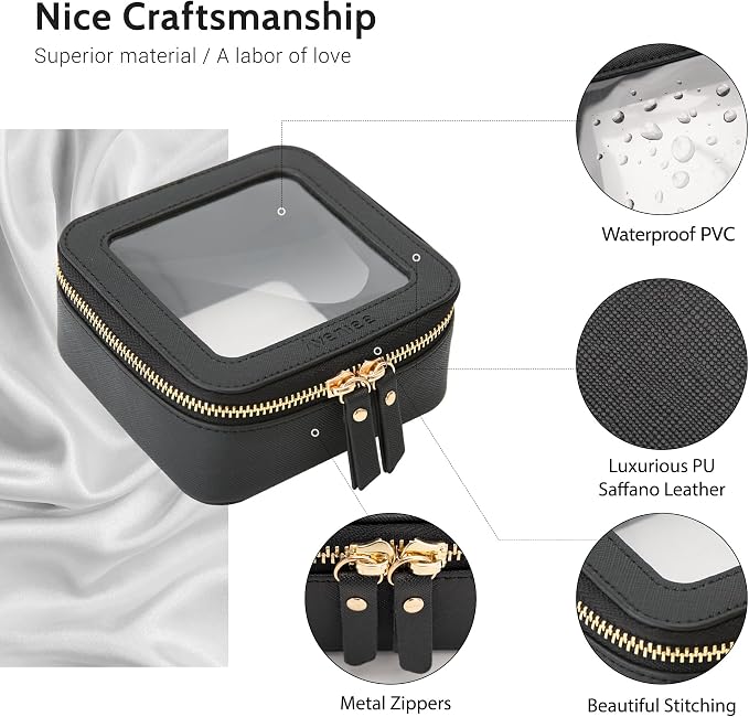 Aveniee Mini Clear Makeup Bag, Small Cosmetic Bags Travel Toiletry Pouch Organizer, TSA Approved Make up Case with Zipper, Car Bag for Essentials,Black - Image 3