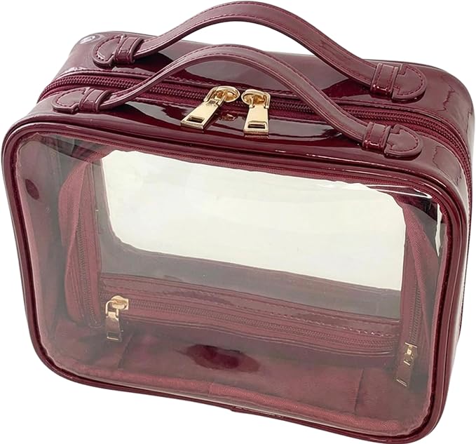 JAZD Clear Makeup Bag Toiletry Bag for Women Cosmetic Case Large Capacity Travel Make Up Bag Organizer Transparent Storage Compartment TSA Approved by JAZD