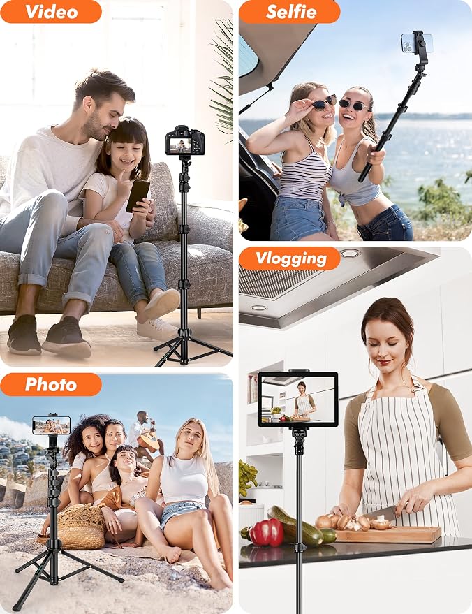71" Tripod for iPhone, Phone Tripod Selfie Stick with Remote | Cell Phone Stand & Tall Travel Tripod for Recording Video Selfie Photo, Compatible with iPhone 17 16 15 14 Pro Max 13 Android - Image 5