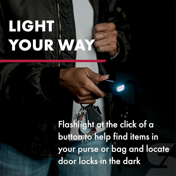 SABRE 2-in-1 Personal Alarm with LED Light, 130dB Personal Safety Siren, Snap Hook for Instant Access, 1,250 Foot (381 Meters) Range, Compact Design for Easy Attachment to Purse, Bag, or Keys - Image 4