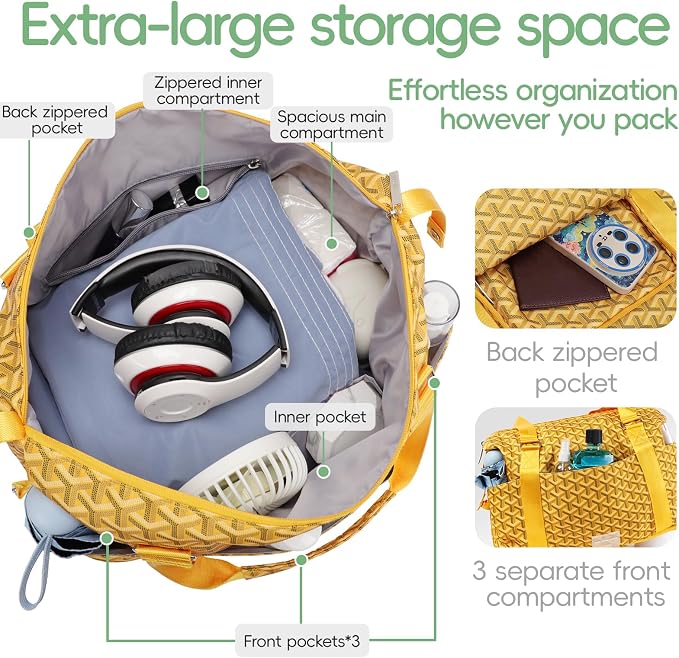 TINYAT Foldable Travel Duffle Bag Expandable Personal Item Travel Bag,32L | Expandable Gym Bag for Women Weekender Carry On Overnight Tote Large Capacity Portable Luggage Bag - Image 4