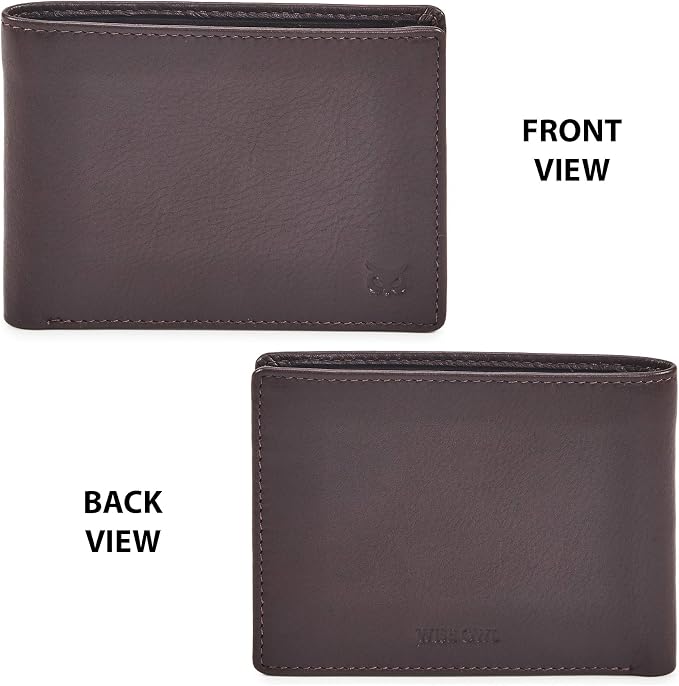 Real Leather Mens Bifold Wallet RFID Blocking Slim Minimalist Front Pocket - Thin & Stylish with ID Window in Gift Box (Nappa, Chocolate) - Image 4