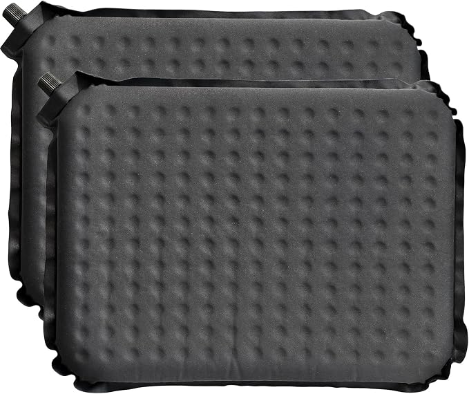 Inflatable Airplane Seat Cushion for Long Sitting Travel & Stadium | 2" memory foam core, portable & foldable, firmness adjustable, outdoor camping hiking & bleacher sit pad, flying accessories by TadpoleJump