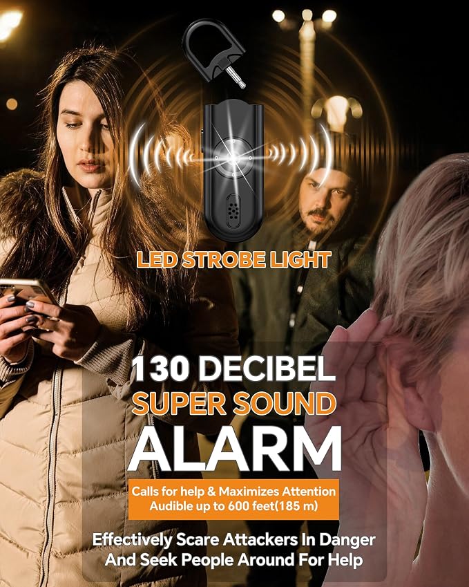 Safe Sound Personal Alarm, 2 Pack 130 dB Loud Siren Song Emergency Security Alarm Keychain with Strobe LED Light, Personal Sound Safety Siren for Women, Men, Children, Elderly - Image 2