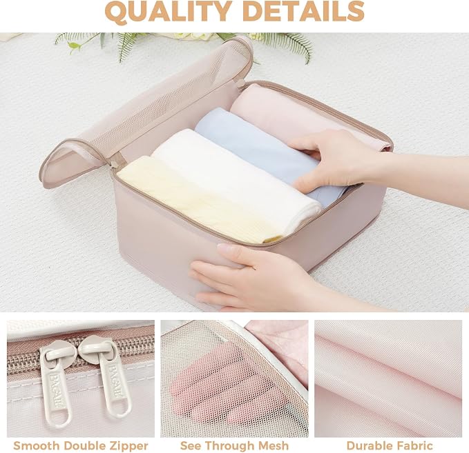 BAGAIL 9 Set Packing Cubes with Packing List Luggage Packing Organizers for Travel Accessories (Cream) - Image 7