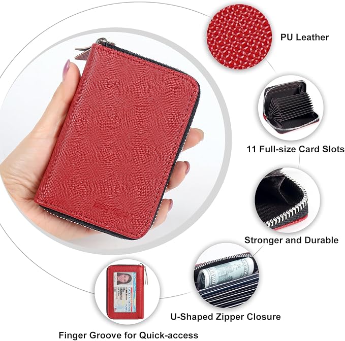 Credit Card Wallet, RFID Card Case Wallet, Zipper Card Cases Holder for Men Women, RFID Blocking, KeyChain Wallet, Compact Size Card Organizer Case for Women - Image 6