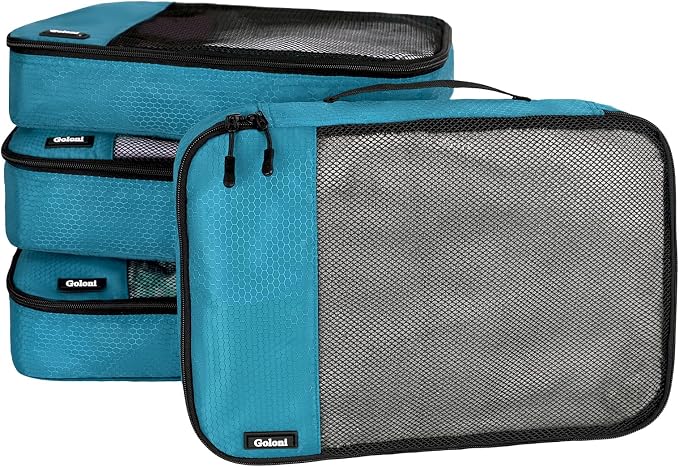 Packing Cubes for Travel Essentials,4 Set Packing Cubes for Suitcases,Lightweight Mesh Luggage Organizer Bag,Blue - Image 2