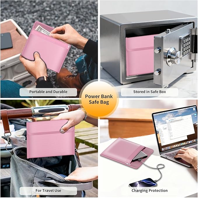 DocSafe Fireproof Document Bag (5200℉) with Fireproof Organizer Travel Case,Heat Insulated Fire＆Water Resistant 8 Layers Safe Money Bag Storage for Important Documents,Cash,Power Bank,Valuables,Pink - Image 6