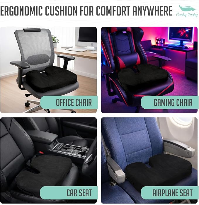 Premium Seat Cushion with Moveable Holes, Customizable Foam – Relief for Lower Back, Sciatic, & Tailbone Pain – Perfect for Driving, Home & Office – Black Fabric Cover - Image 8