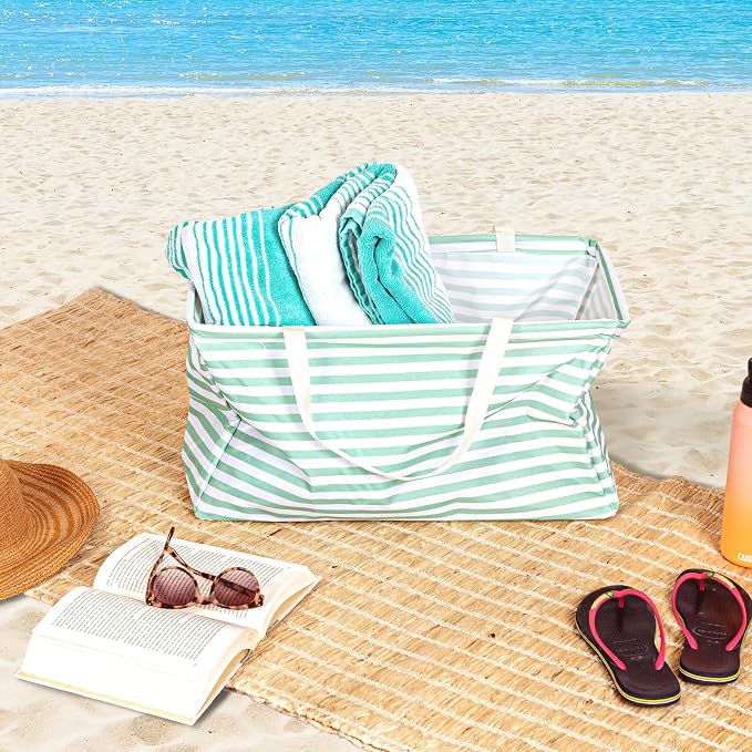 Household Essentials Teal Striped Krush Container All-Purpose Utility Tote - Image 3