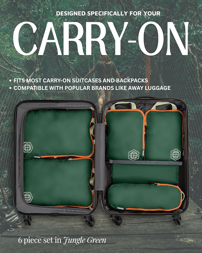 TRIPPED Travel Gear Compression Packing Cubes for Carry-On Travel 6-Pack | Ultralight Ripstop Packing Cubes with Compression Zippers for Organized Carry-On Luggage, Backpack, and Travel Packing - Image 7