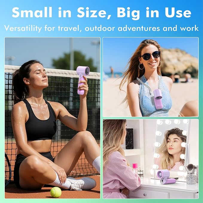 AMACOOL Portable Handheld Turbo Fan丨5 Speed Foldable Hand Fans丨Max 20 Hours Runtime丨Rechargeable Mini Pocket Cooling Fan for Travel, Outdoor Activities, Gifts for Women - Image 4