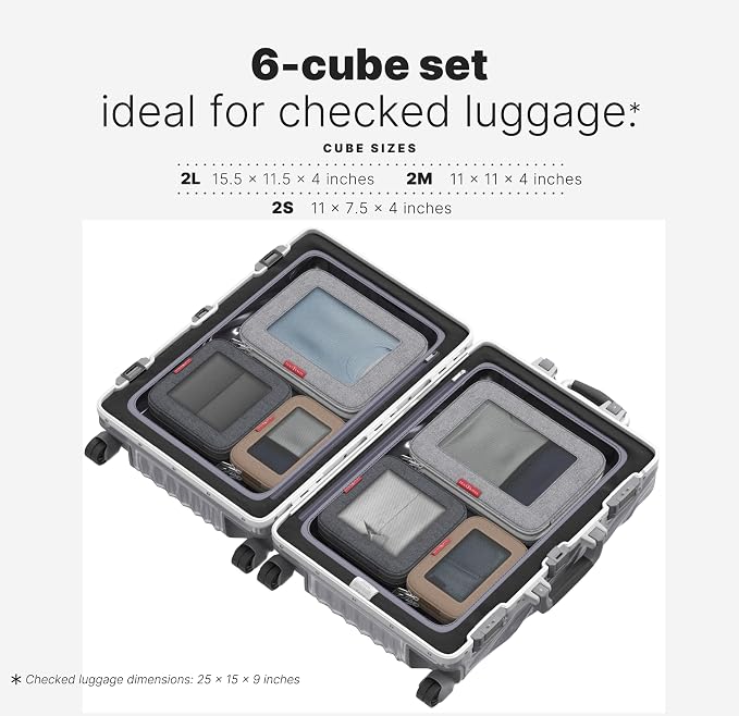 LeanTravel Premium Compression Packing Cubes for Travel - Suitcase Organizer Bags with Double Zipper & Breathable Mesh Panel - Space Saving Carry On Luggage Essentials (6-Pack, Grey, Black, Brown) - Image 2