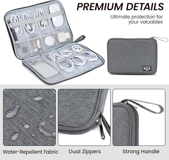 Cable Organizer Bag, Electronics Organizer Case for Tech Accessories | Store chargers, cables, power banks and adapters with elastic loops, mesh pockets and organized compartments for travel. - Image 3